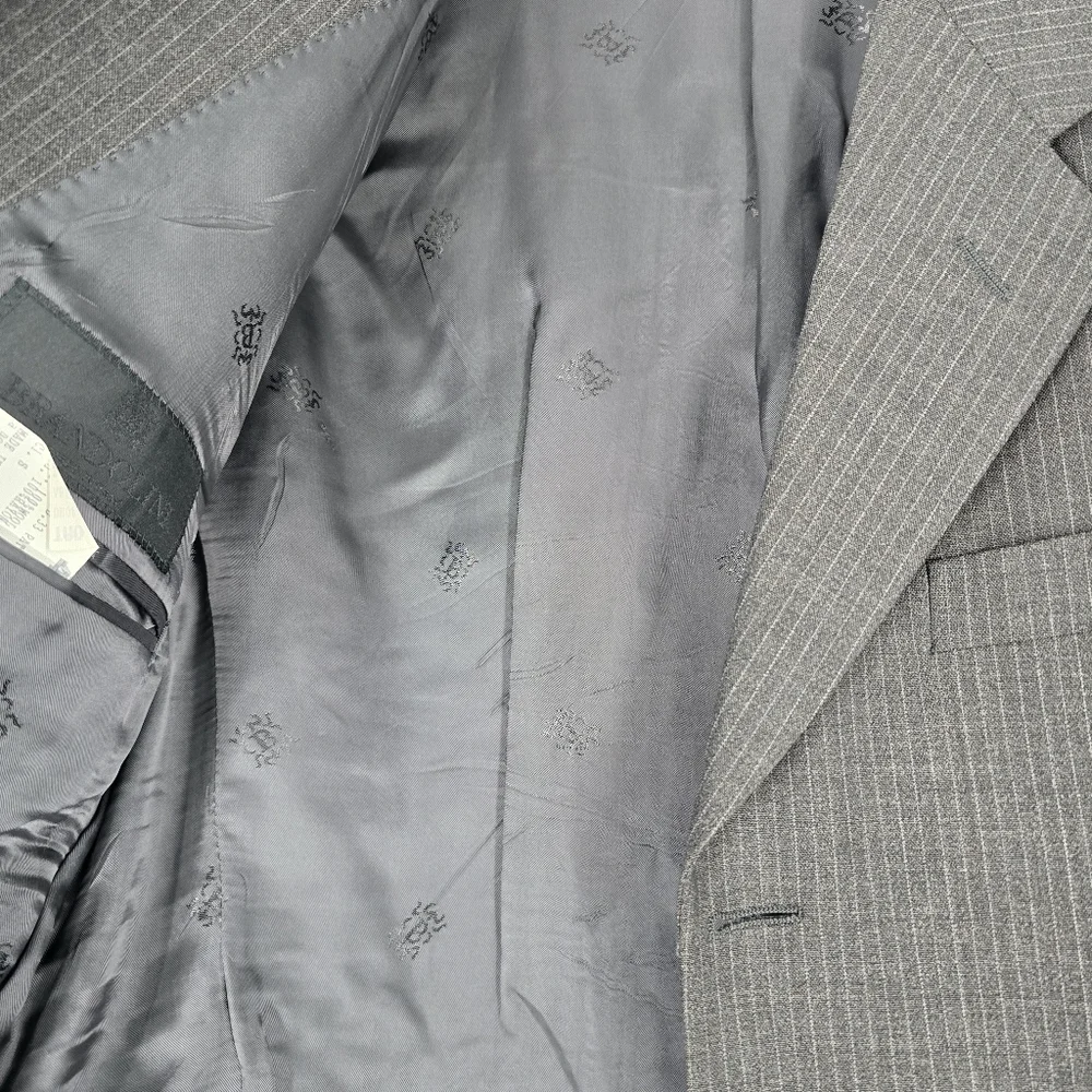 Ermenegildo Zegna Wool Pinstripe Grey Blazer Jacket Size 38 IT 48